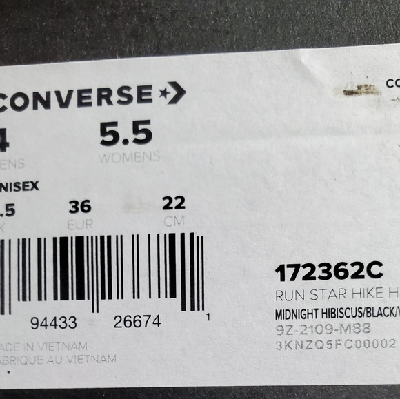 CONVERSE RUN STAR HIKE HI PLATFORM SESONAL COLOR  UNISEX WOMENS  SZ / 172362C - Picture 14 of 16